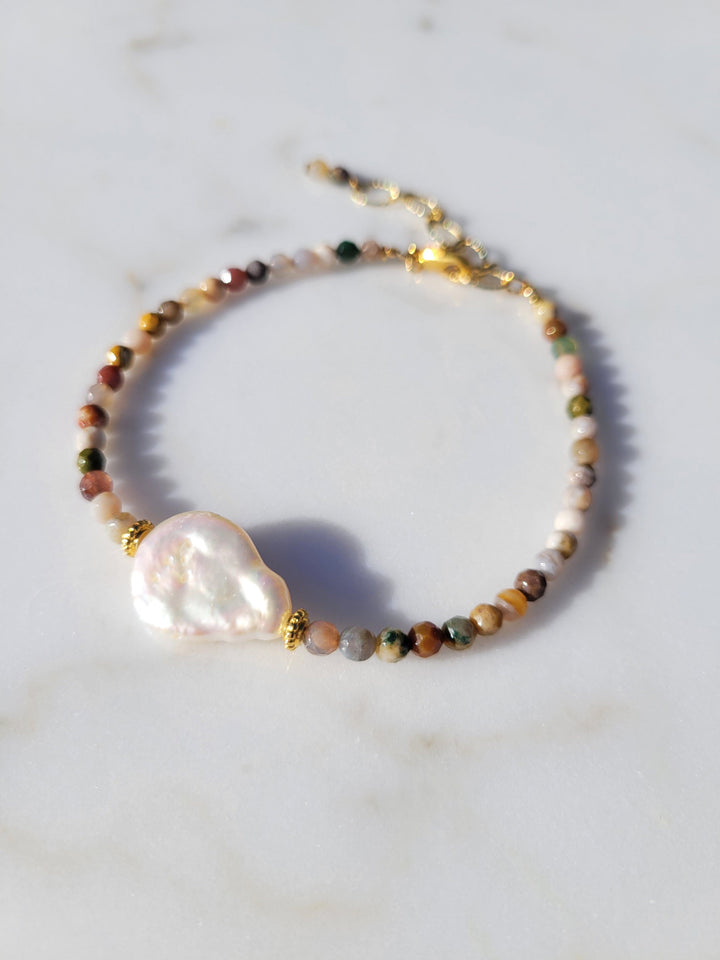 Terra Jasper and Pearl Bracelet