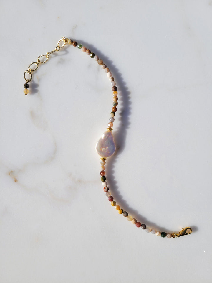 Terra Jasper and Pearl Bracelet