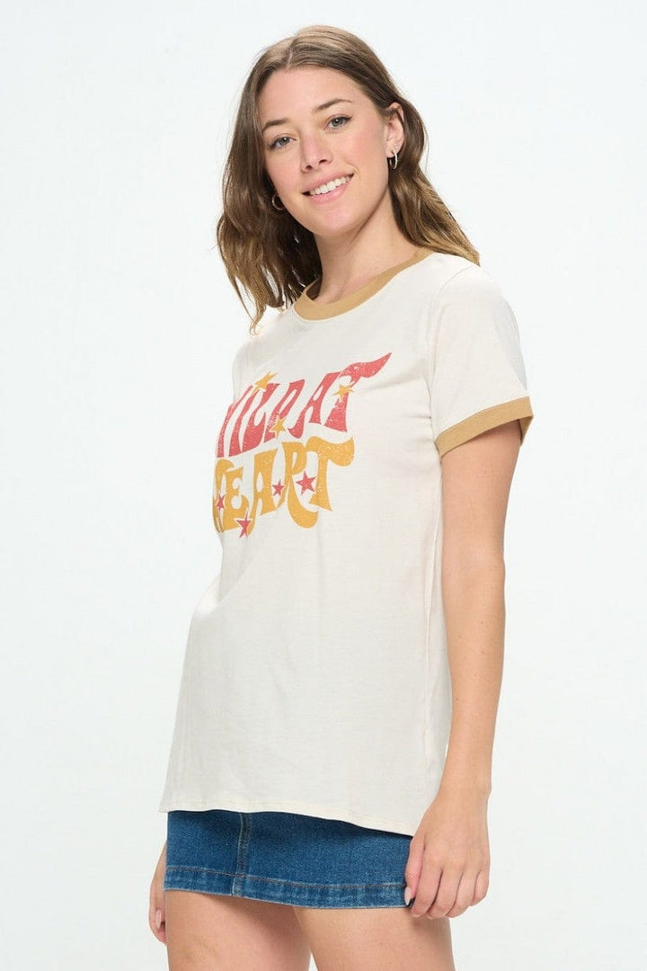 Tre Bien "Wild At Heart" Graphic Top, 100% Cotton Graphic T-Shirt