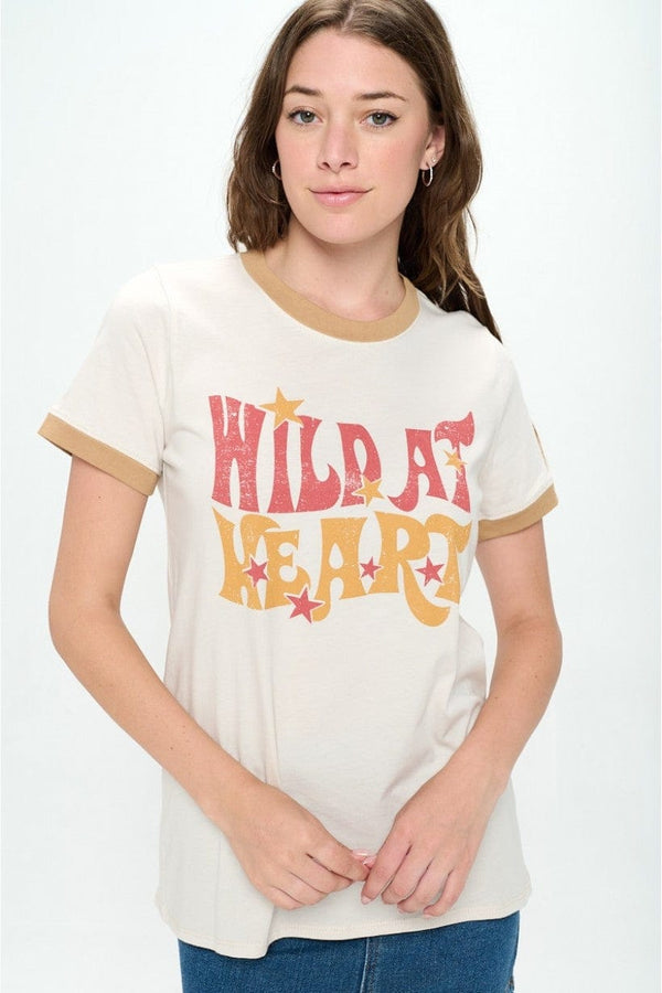 Tre Bien "Wild At Heart" Graphic Top, 100% Cotton Graphic T-Shirt