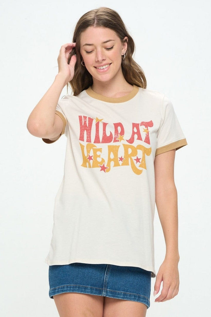 Tre Bien "Wild At Heart" Graphic Top, 100% Cotton Graphic T-Shirt