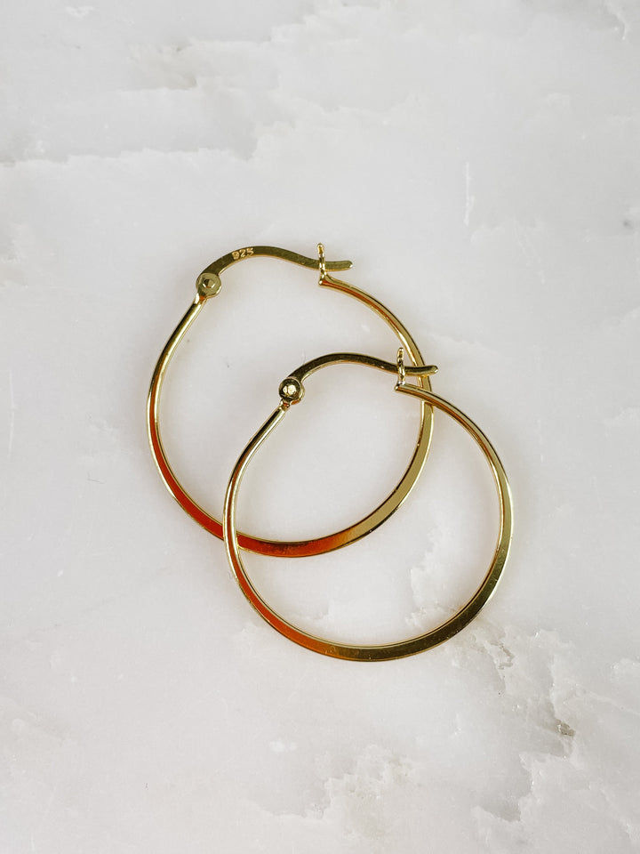 Women's Gold Overlay Sterling Silver Vermeil 28mm Hoop Earrings