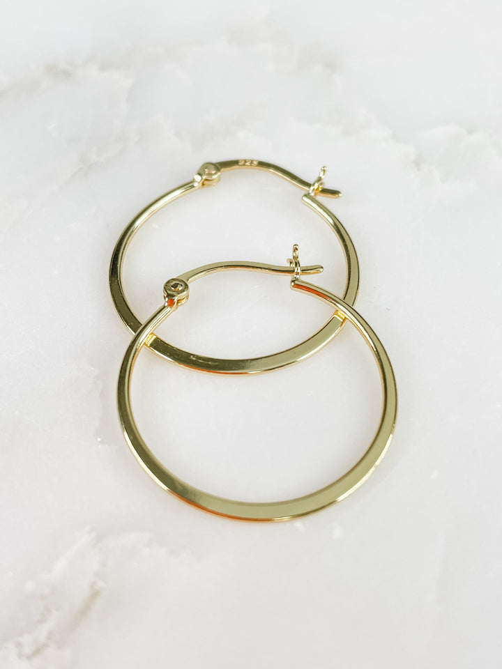 Women's Gold Overlay Vermeil Sterling Silver 25mm Hoop Earrings