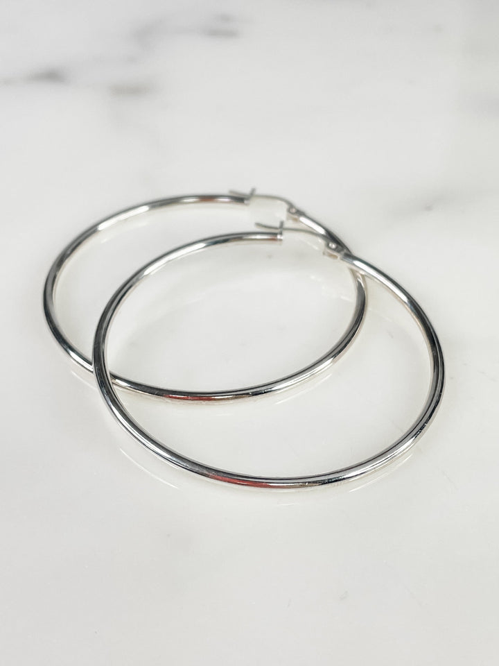 Women's Large Sterling Silver Hoop Earrings