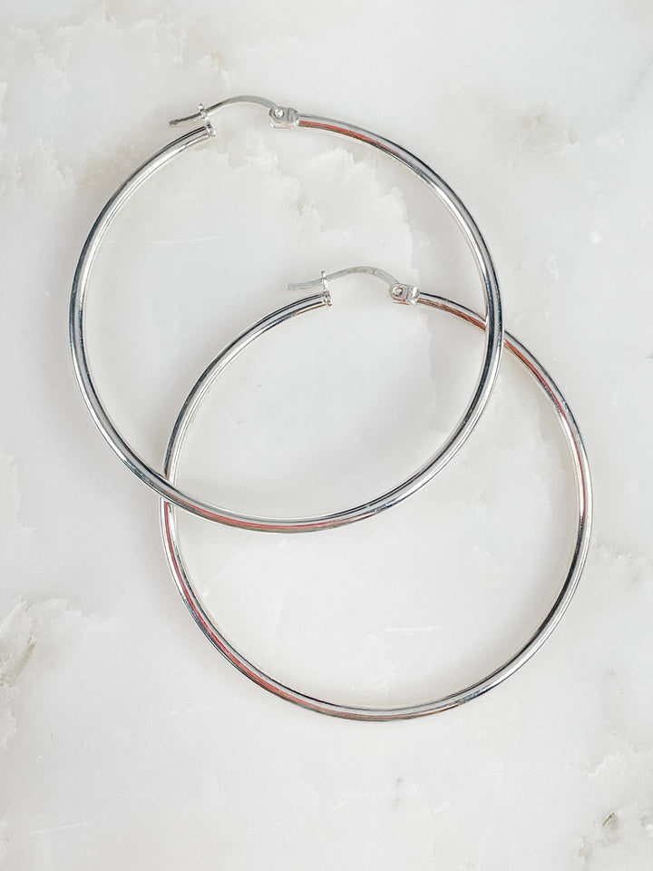 Women's Large Sterling Silver Hoop Earrings