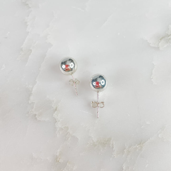 Women's Sterling Silver 8mm Ball Stud Earrings for Women