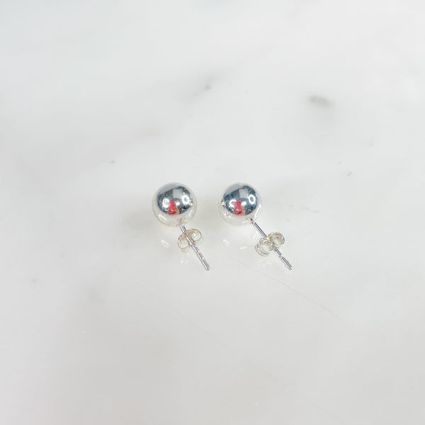 Women's Sterling Silver 8mm Ball Stud Earrings for Women