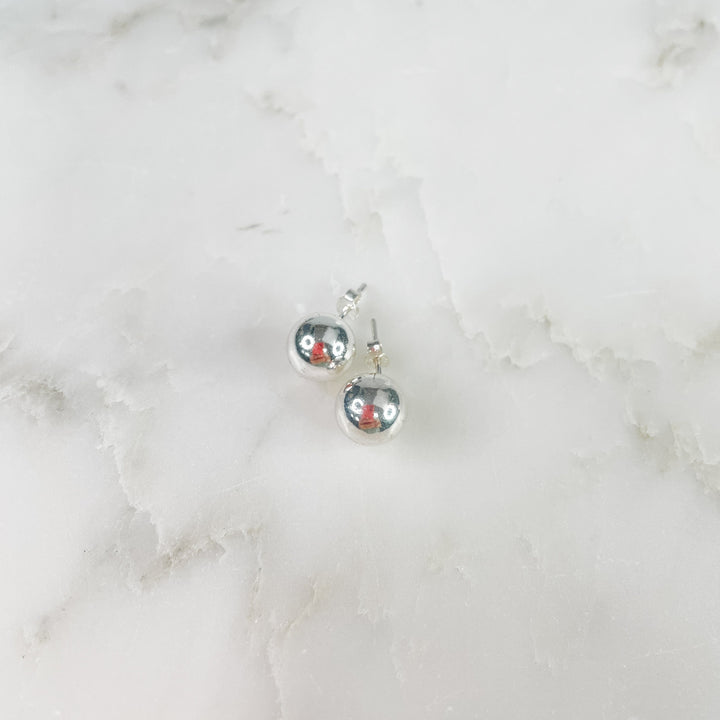 Women's Sterling Silver 9mm Ball Stud Earring