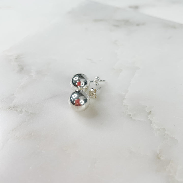 Women's Sterling Silver 9mm Ball Stud Earring