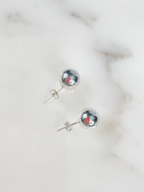 Women's Sterling Silver 9mm Ball Stud Earring