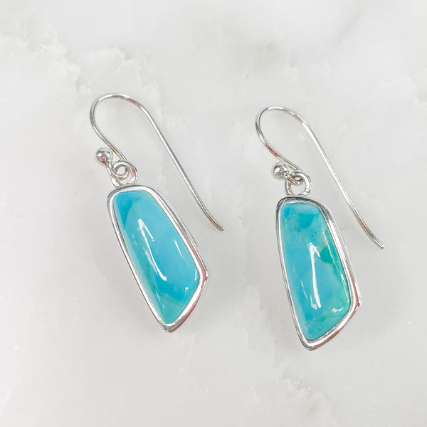 Women's Sterling Silver and Turquoise Gemstone Dangle Earrings 1.5 Inches