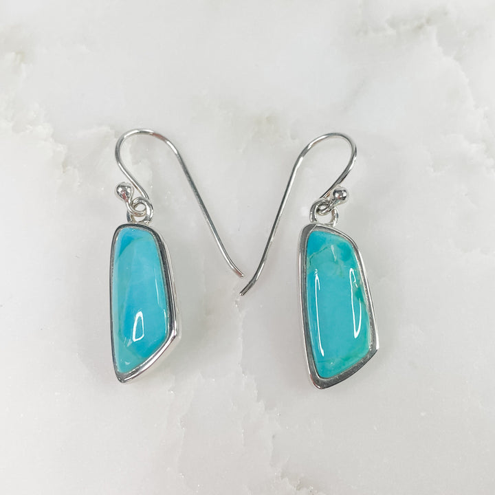 Women's Sterling Silver and Turquoise Gemstone Dangle Earrings 1.5 Inches