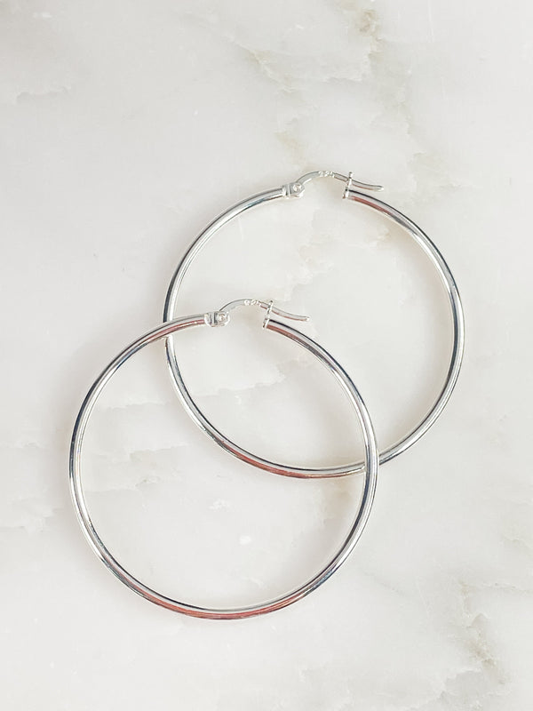 Women's Sterling Silver Medium Hoop Earring