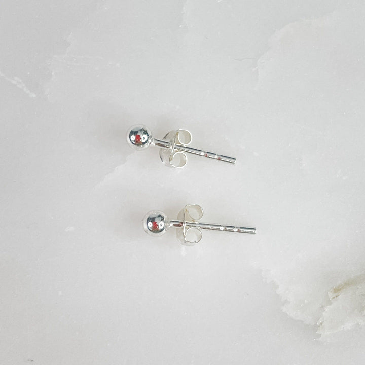 Women's Sterling Silver Mini 3mm Ball Stud Earring