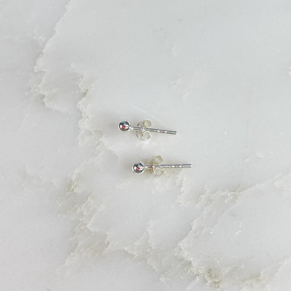 Women's Sterling Silver Mini 3mm Ball Stud Earring