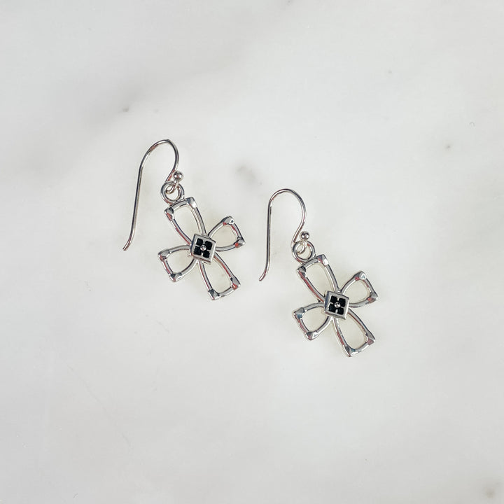 Women's Sterling Silver Ornate Cross Earrings