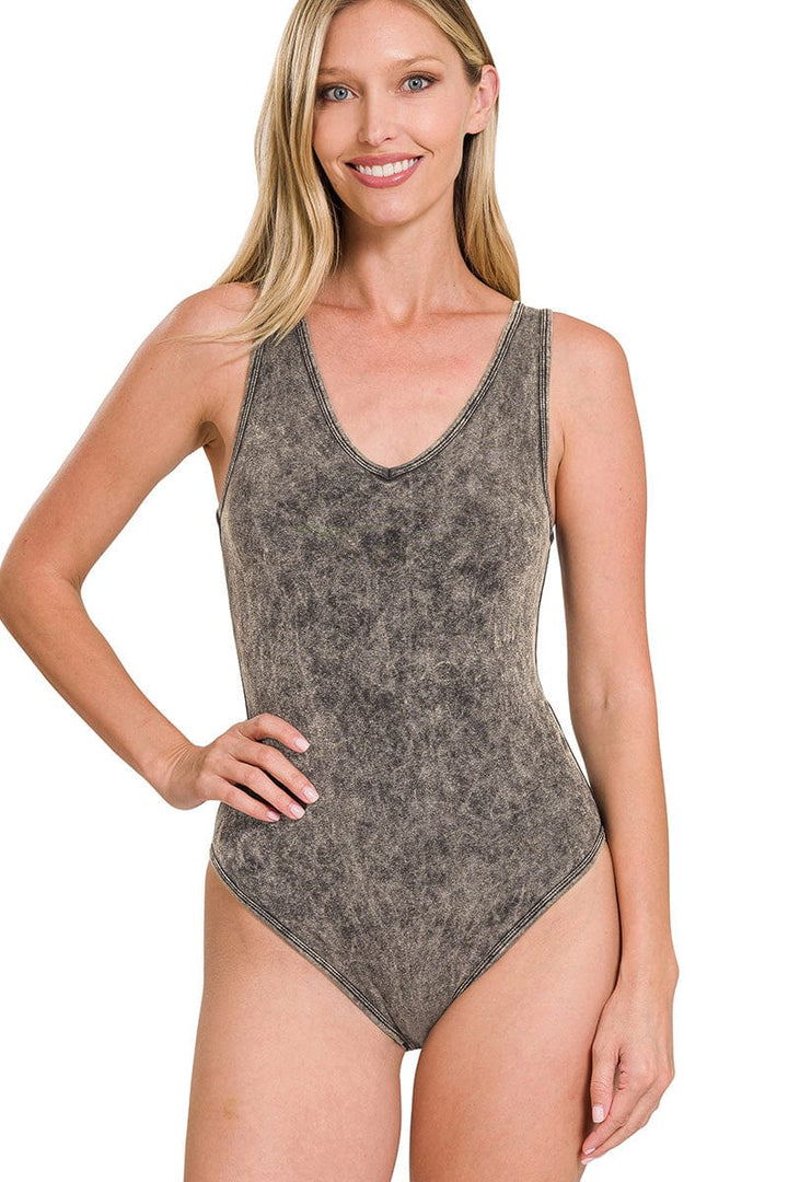 Zenana Washed Tank Bodysuit