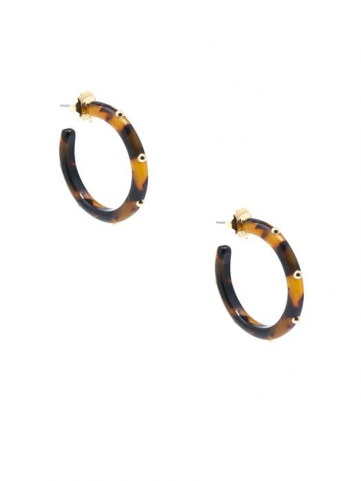 Zenzii Small, Studded Resin Hoop in Tortoise Print