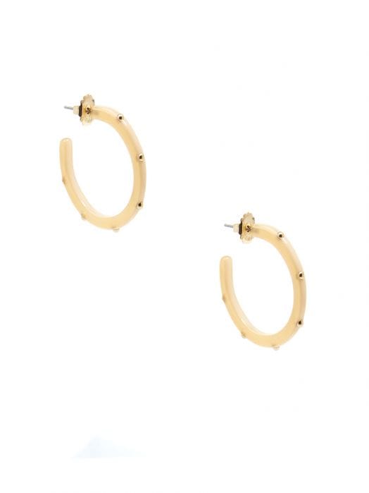 Zenzii Small, Studded Resin Hoop in Tortoise Print