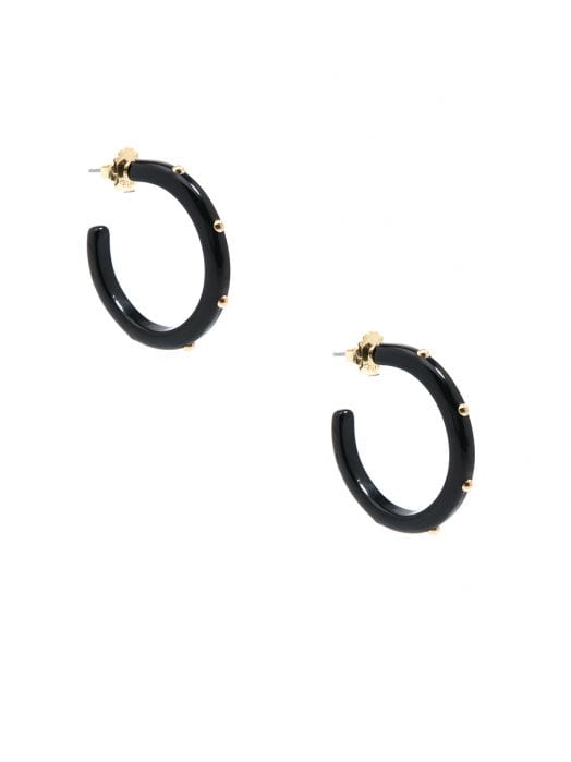 Zenzii Small, Studded Resin Hoop in Tortoise Print