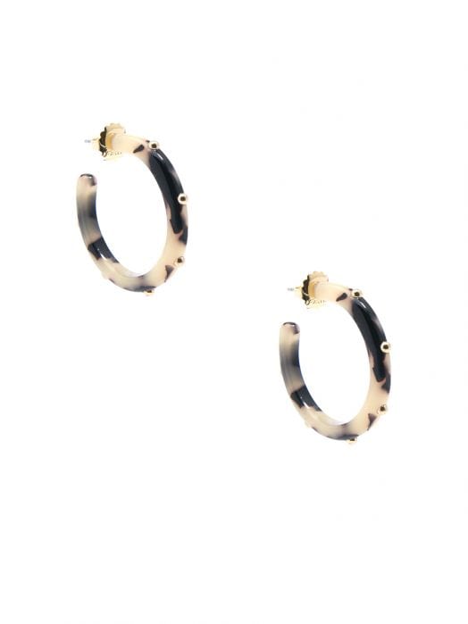 Zenzii Small, Studded Resin Hoop in Tortoise Print