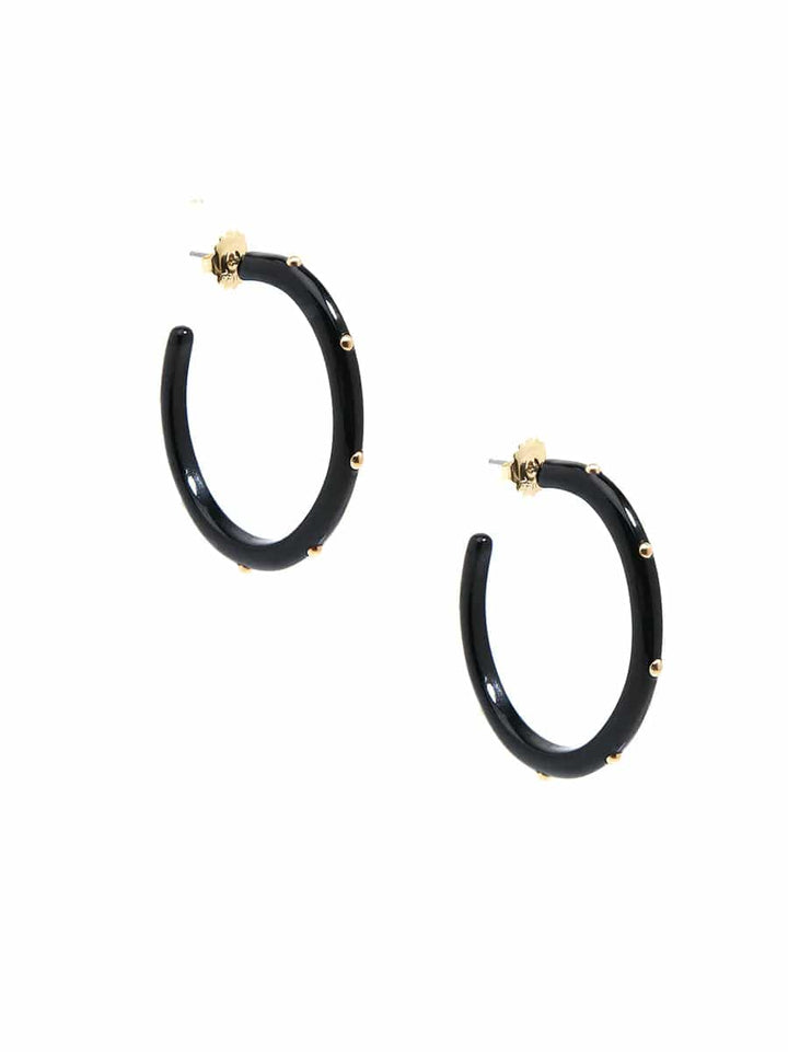 Zenzii Studded Resin Hoop In Tortoise Print