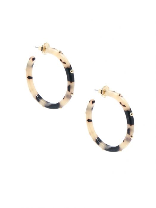 Zenzii Studded Resin Hoop In Tortoise Print